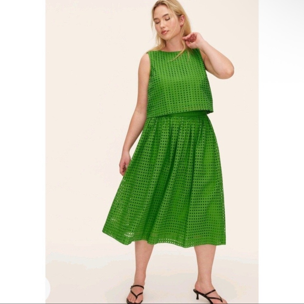 Kate Spade green Pleated A-Line Skirt